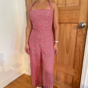 Reformation Petite Red Gingham Jumpsuit